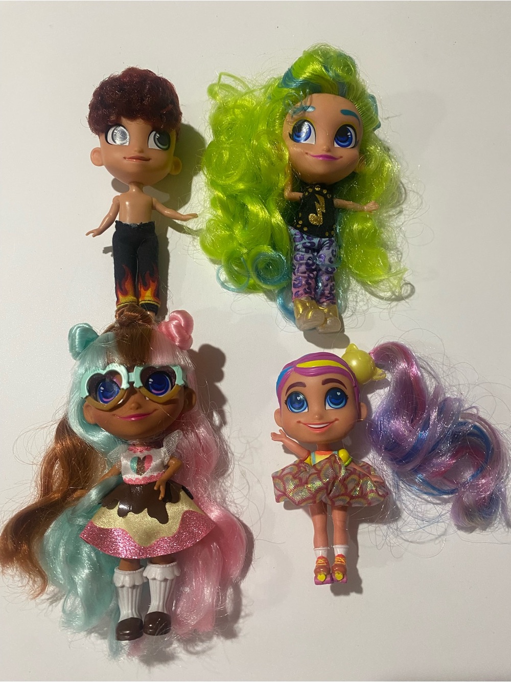 Colorful Kids Fashion Doll Set – Neon Green, Pink, Blue, Purple